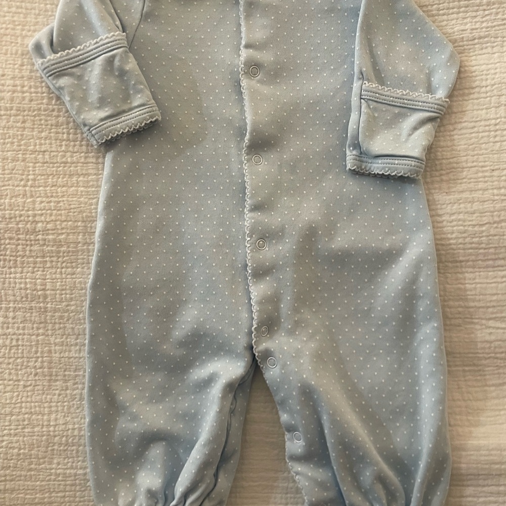 Kissy Kissy Light Blue Polka Dot Footie Pajamas